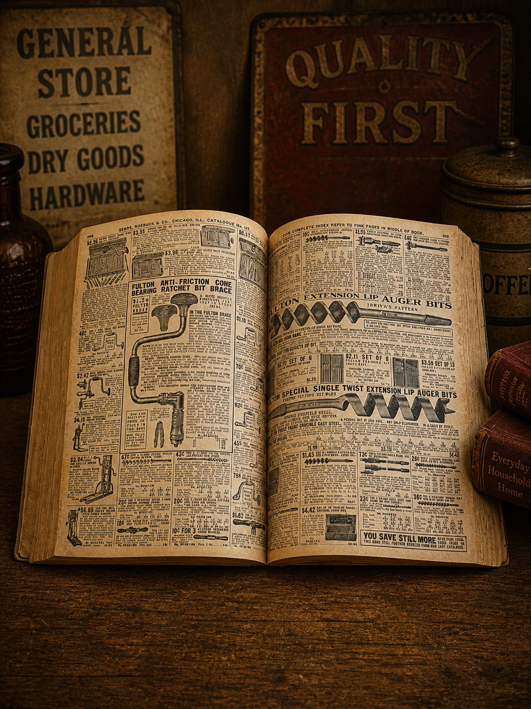 1908 Sears, Roebuck & Co. Catalog with Rustic Protective Case A Curated Piece of American Retail History